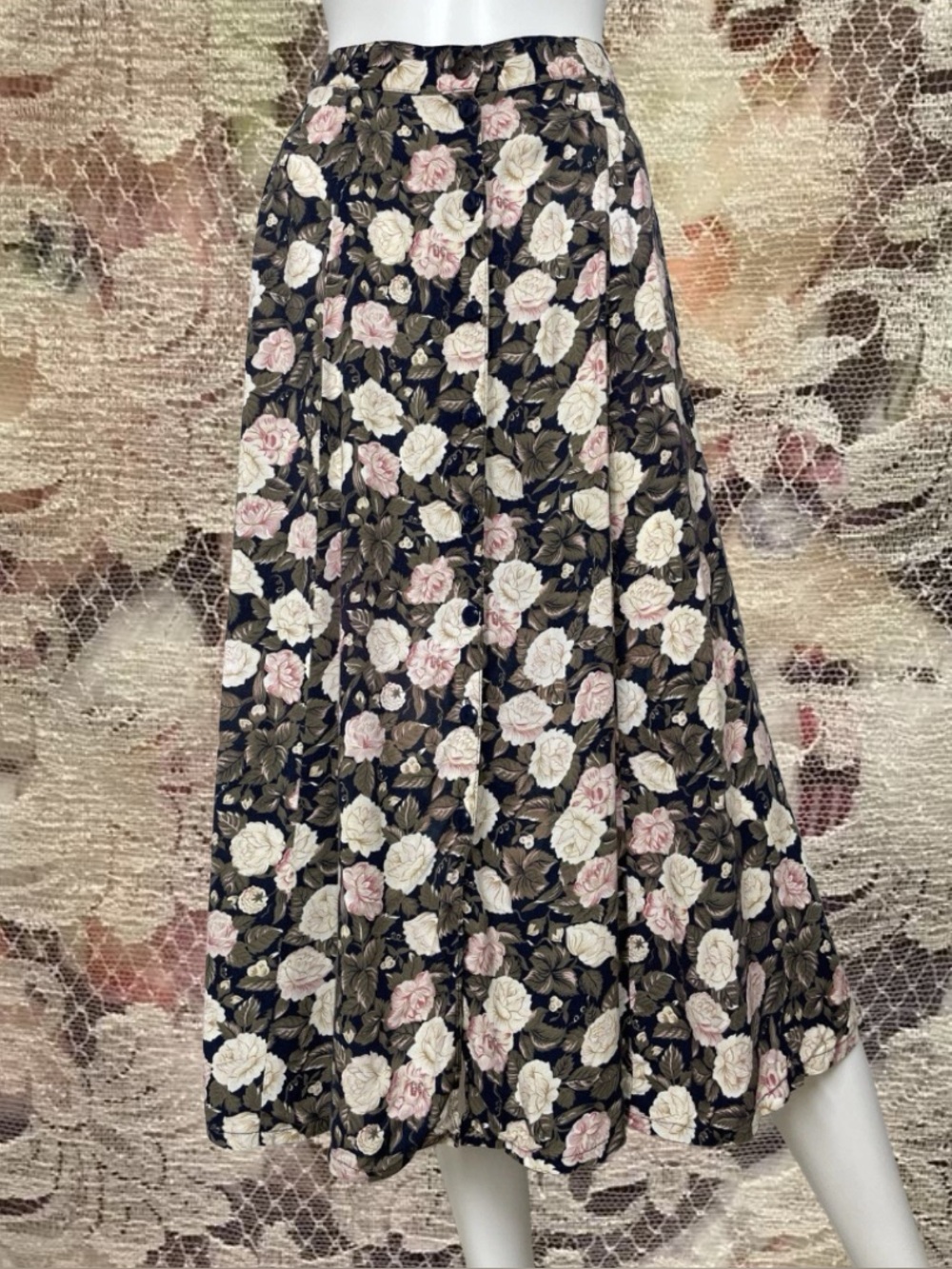 Sag Harbor Vintage 90’s Floral Cottagecore Grandma Button Down Midi Skirt Sz 3XL